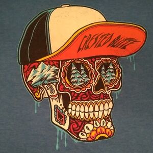Vibrant Blue Skull Graphic Tee